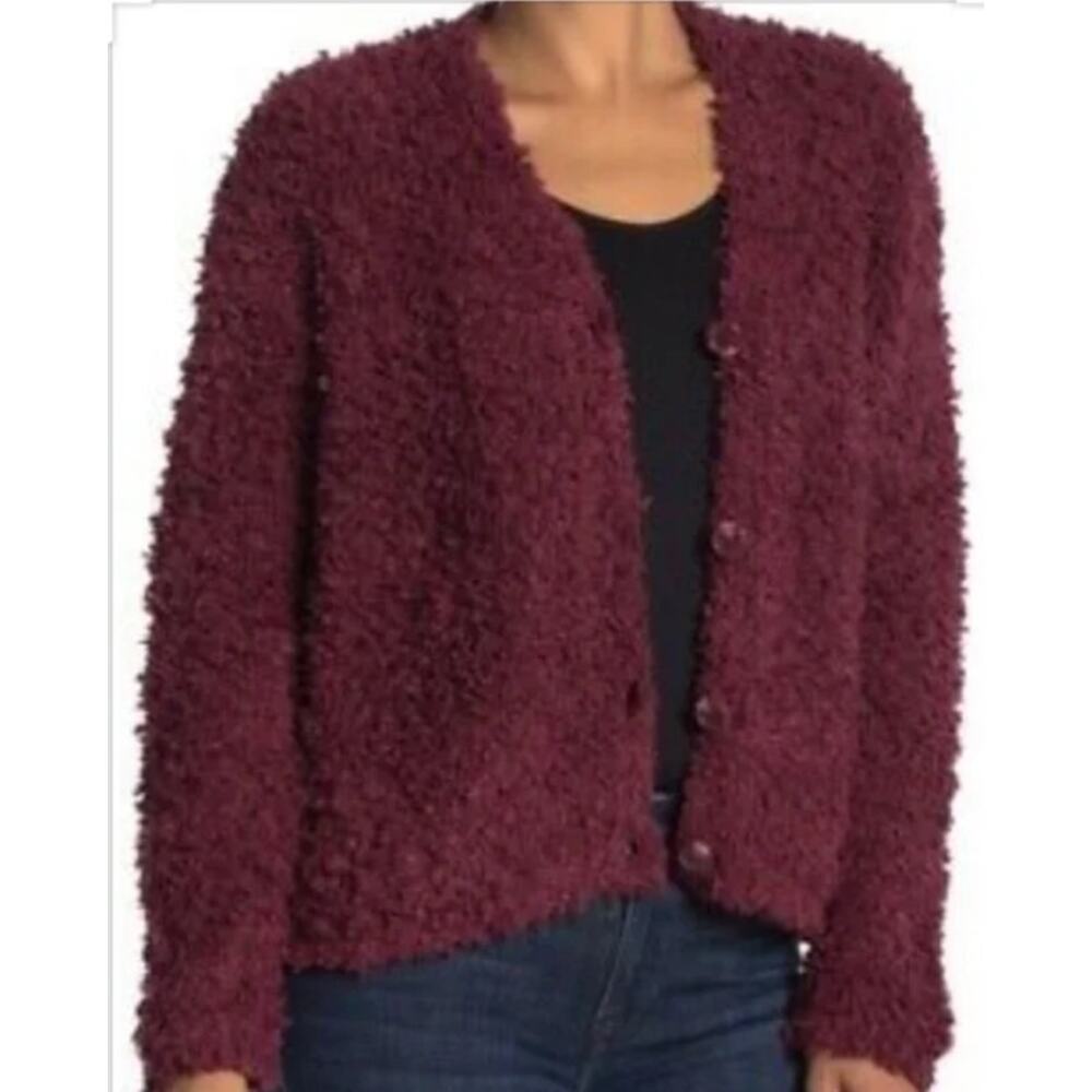 Red RXB Boucle Knit Cardigan Sweater Size Small - Picture 11 of 11